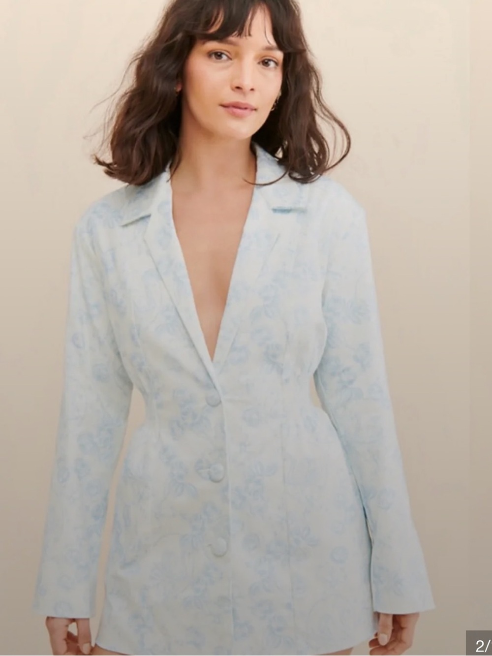 For Love & Lemons Chantal Blazer Dress in a blue floral print size XS